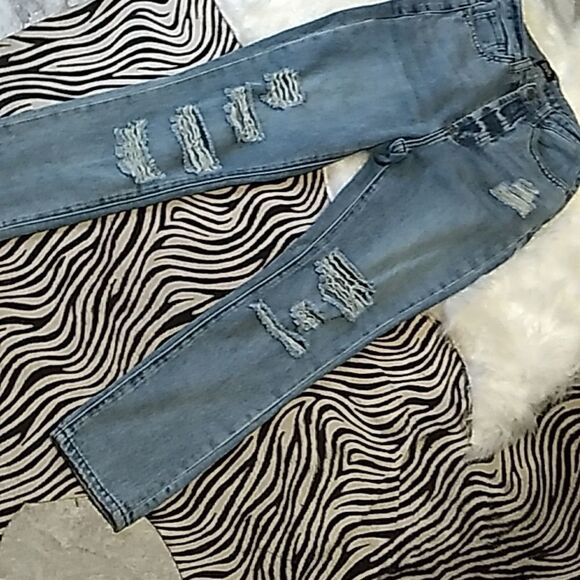 high waist button fly distressed jeans - Picture 12 of 15